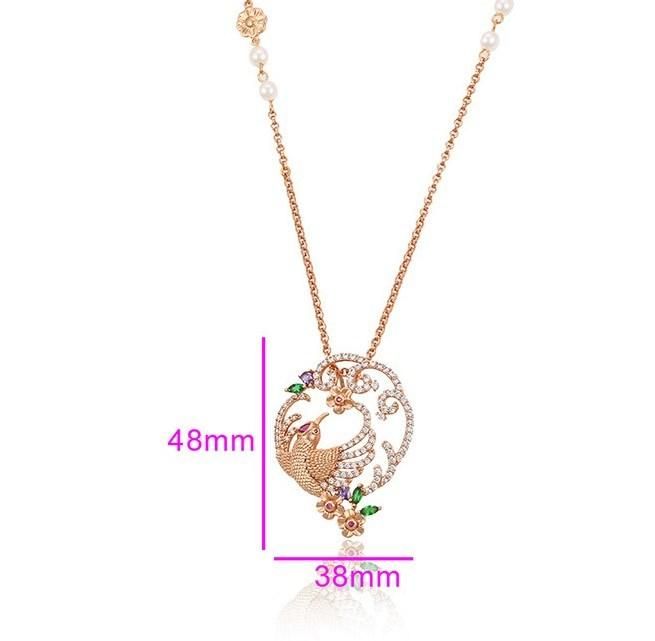 New Bird Design Good Looking Wholesale Rose Fashion Crystal Necklace