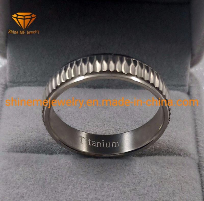Fashion Embossed Titanium Steel Stainless Steel G23 Pure Titanium Ring Jewelry Tr1980
