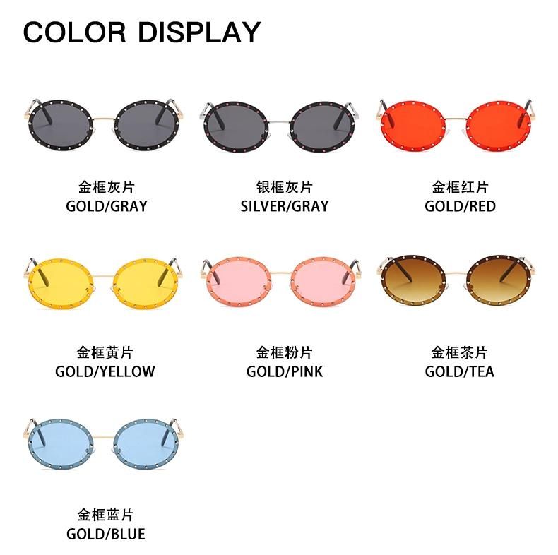 Punk Sunglasses Lens Diamond Oval Frame Sunglasses Female Red Trendy Cross-Border Glasses