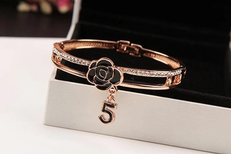 Shine Crystal 5 Letter Bangles Bracelet Fashion Brand Wedding Jewelry