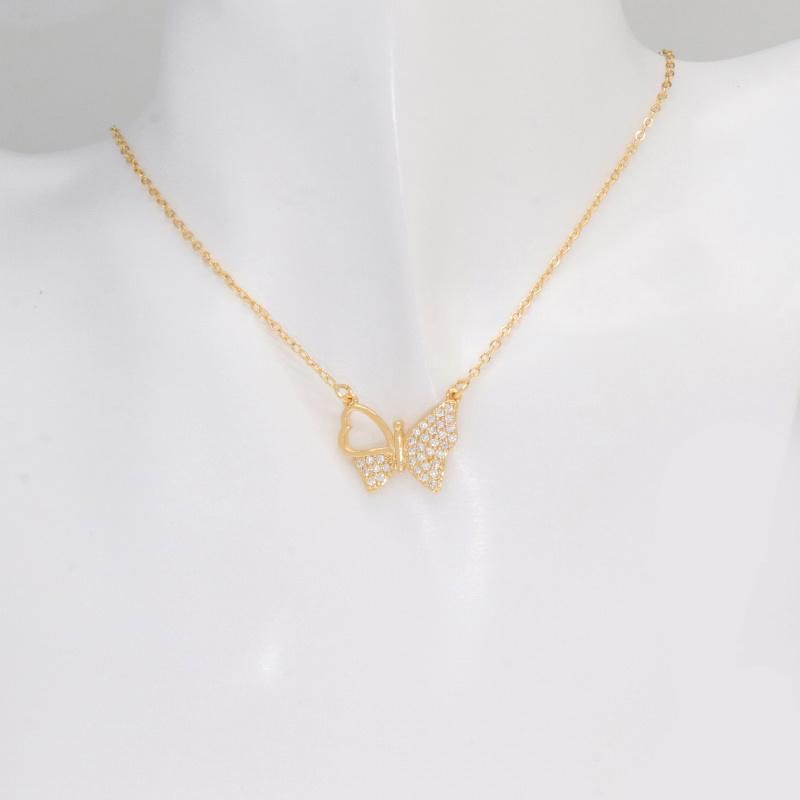 Wholesale Butterfly 18K Gold Girl Pave Zircon Jewelry Necklace