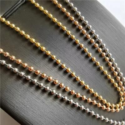 18K Gold Plated Stainless Steel Bead Chain Pendant Necklace for Jewelry Making Accessories