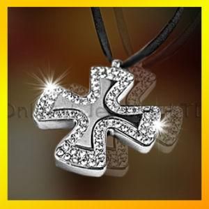 CZ Set Womens Cross 316L Stainless Steel Pendant