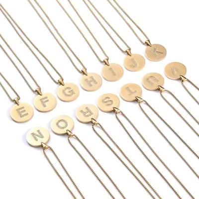 Customized New Fashion Jewelry Necklace Stainless Steel Jewellery with Zircon Letter From a-Z Gold Plated Color for Lady