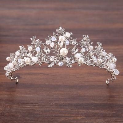 Wedding Bridal Crystal Tiara Crown Princess Tiara Crown Silver Tiara Hair Accessories Pearl Tiara Crown