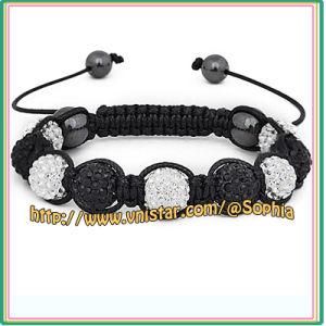 White and Black Shamballa Bracelet (SBB089-5)