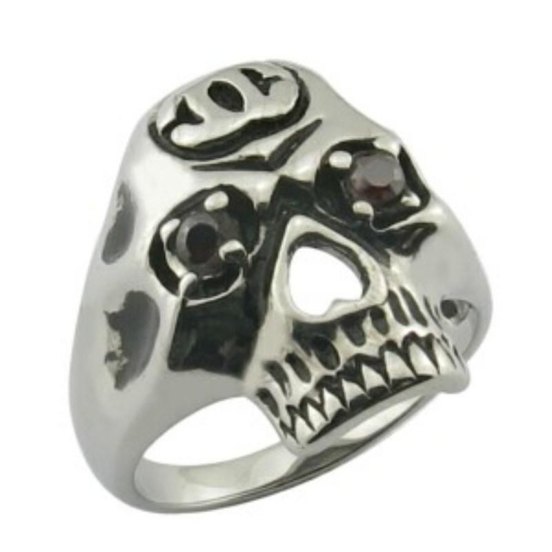 Fashion 316L Stainless Steel Antique Look Movie Skull Ring