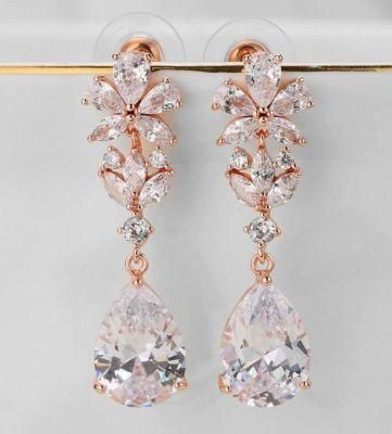 Rose Gold Elegant Earring Jewelry, Bridal CZ Earring Jewelry, Wedding CZ Earring Jewelry