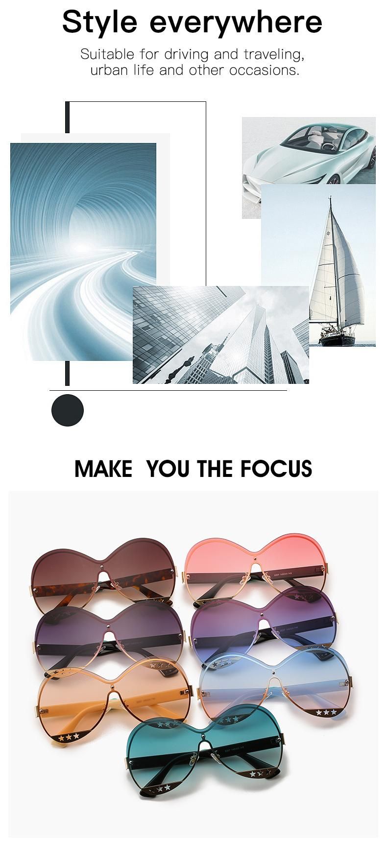 Wholesale Rimless Square Trendy Luxury Shades Women Sunglasses for Women