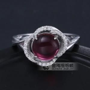 Agate &amp; White CZ 925 Sterling Silver Engagement Ring