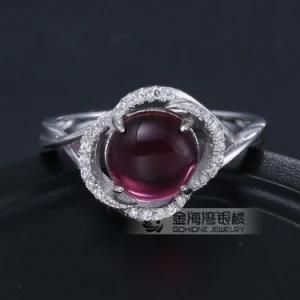 Agate &amp; White CZ 925 Sterling Silver Engagement Ring