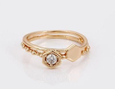 Fine Jewelry 18K Gold Plated Diamond Finger Rings, Single Stone Ring Unique Designs for Girl