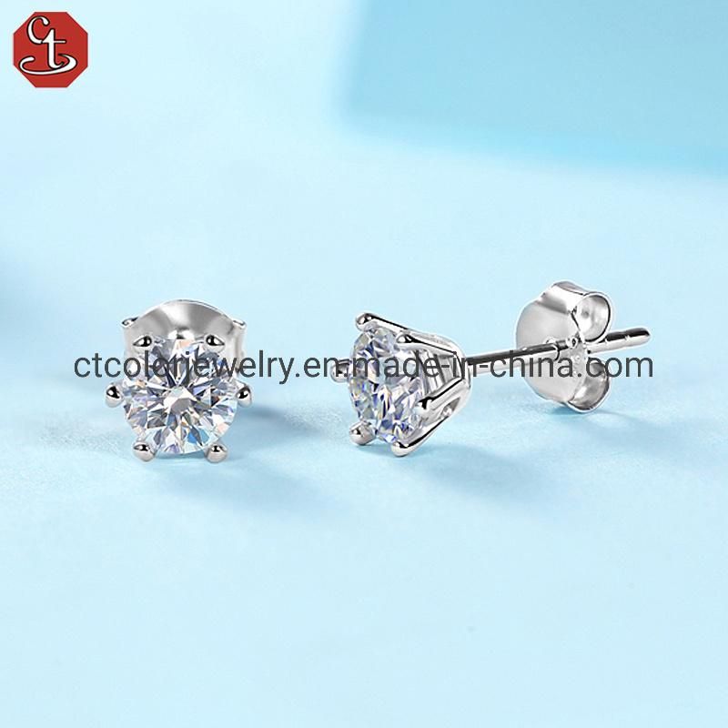 NEW Arrival Fashion Ear Stud MOISSANITE Diamond 1 carat Earrings for Women