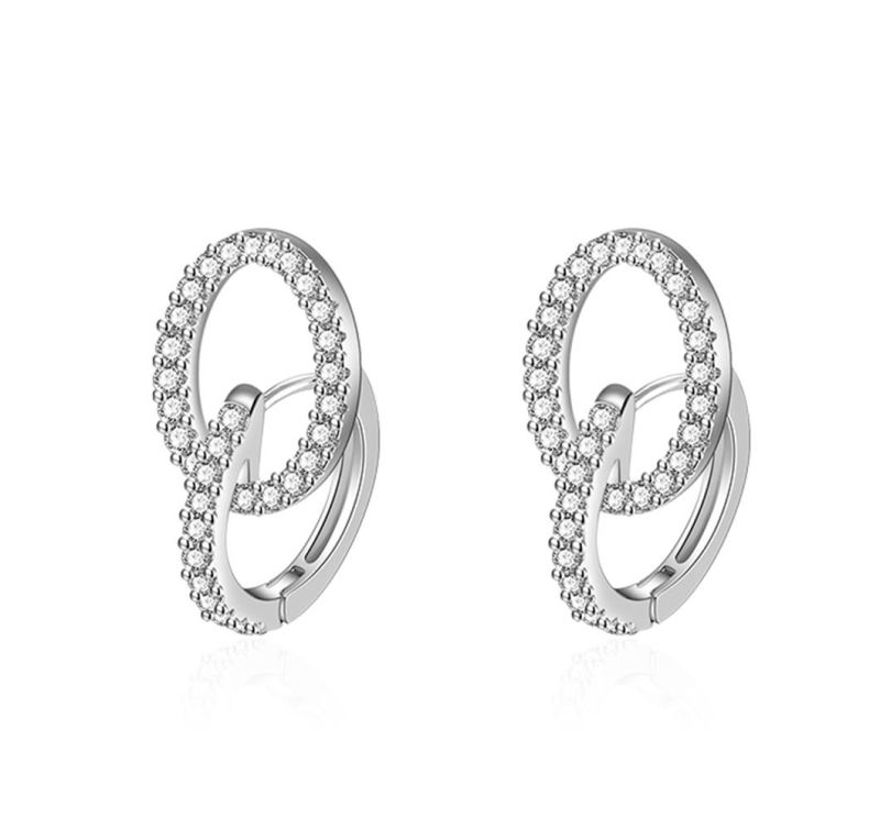 Fashion Accessories 925 Silver Cubic Zirconia Hoop Earrings Jewellery Factory Wholesale Fashion Jewelry Fine Earrings
