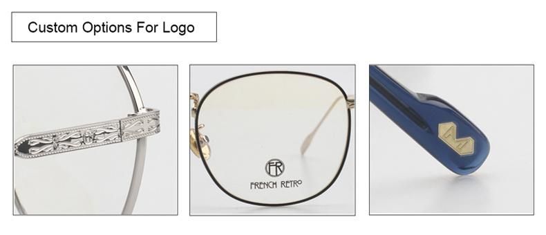 2022 Designer Logo Fashion Brand Clear Bluelight Reading Radiation Men Metal Glasses Frame for Women