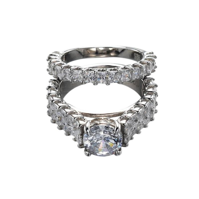Big Zircon Diamond Round Halo Engagement Rings