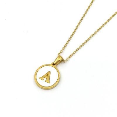 Factory Wholesale High Grade Round 18K Gold Shell Stainless Steel Letter Necklace for Women