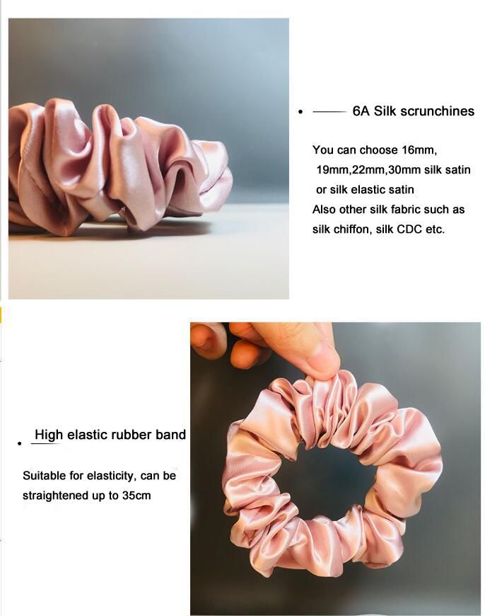 Custom Print Luxurious 100% Silk Hair Scrunchies for Women Fashion Hairbands