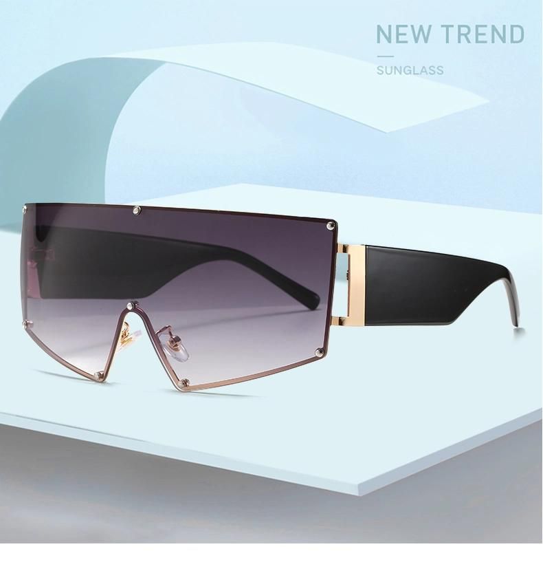 Large Metal Frame Sunglasses, One-Piece Sunglasses, Large Triangle Cat Eyes Catwalk, Street Shooting Sunglasses