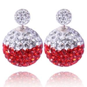 Fashion Disco Ball Crystal Bead Double Faced Sterling Silver Earring