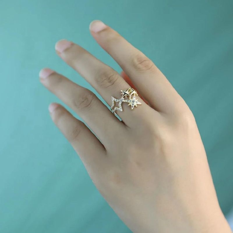 Fashion Accessories with Zircon Adjustable Ring Real 925 Sterling Silver Ring for Women Fashion Trendy Wedding Jewelry