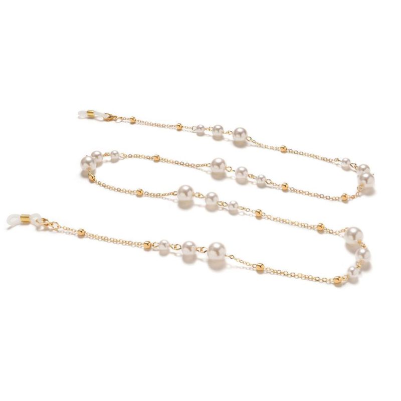 New Trendy Colorful Unisex Women Multi Functional Pearl Chains O Type Luxury Men Glass Chain