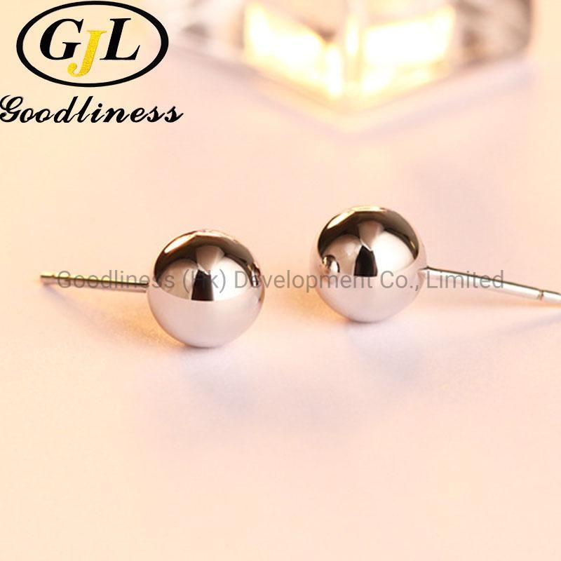 Fashion Bead Ball Shape Silver Earring Stud Jewelry