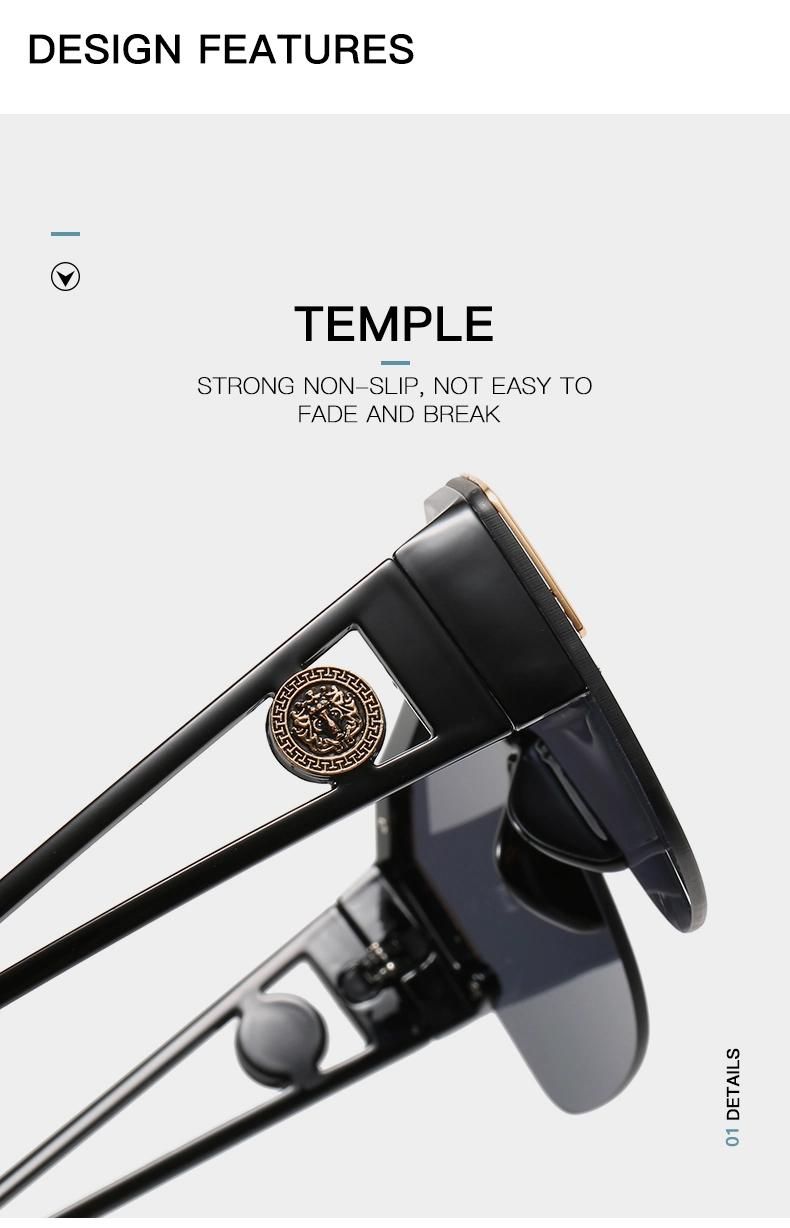 Lion Head One-Piece Sunglasses European and American Trend Big Frame Sunglasses Female Personality Hollow Temple Glasses
