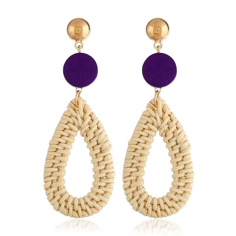 Bohemia Rattan Straw Wicker Braid Fashion Jewelry Handmade Earrings