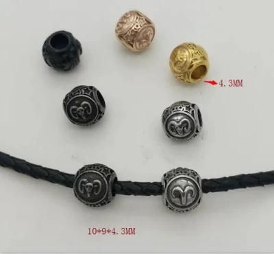 4mm Hole Custom Metal Logo Beads for Jewelry Making