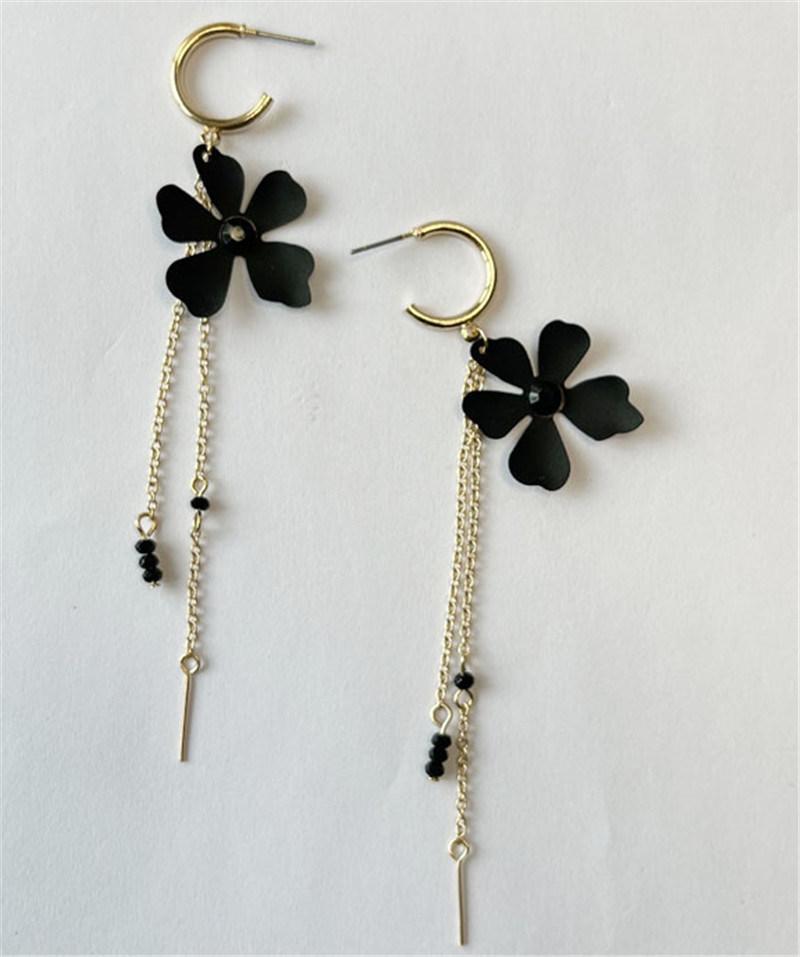 Manufacture Metal Chain Drop with Faceted Candy Bead Floral Hoop Earring for Women Accessories