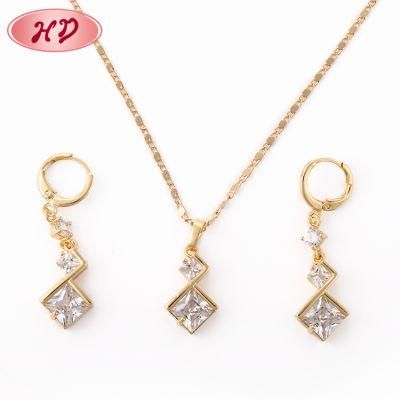 Fashion 18K Gold Plated Alloy Silver Jewelry Sets with CZ Crystal