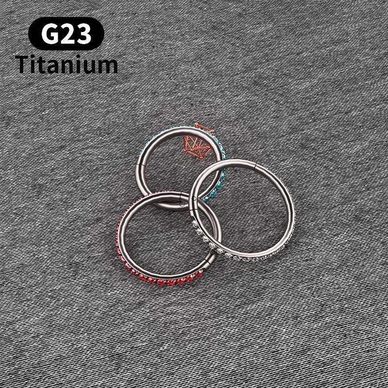 Earring Hoop 16g Titanium Septum Piercing Jewelry Hinged Segment Hoop with Clear CZ Paved