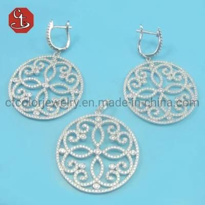 Vintage Antique Silver Color Jewelry Sets Retro Party Ethnic Style Accessories Female Drop Earring Pendants