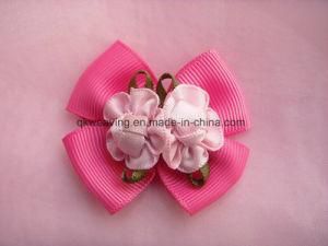 Pink Grosgrain Ribbon Flower Bow for Hair Accessory