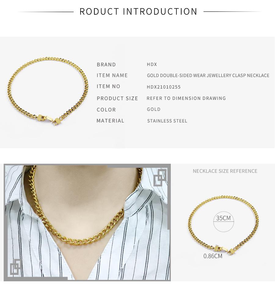 European and American Fashion Men′ S and Women′ S Cuban Chain Double-Sided Gold Necklace