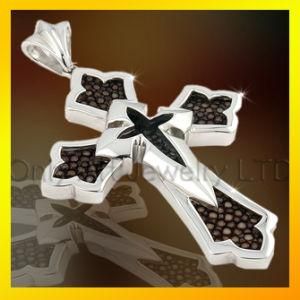 Balck Painting Novelty Cross Sterling Silver 925 Pendant