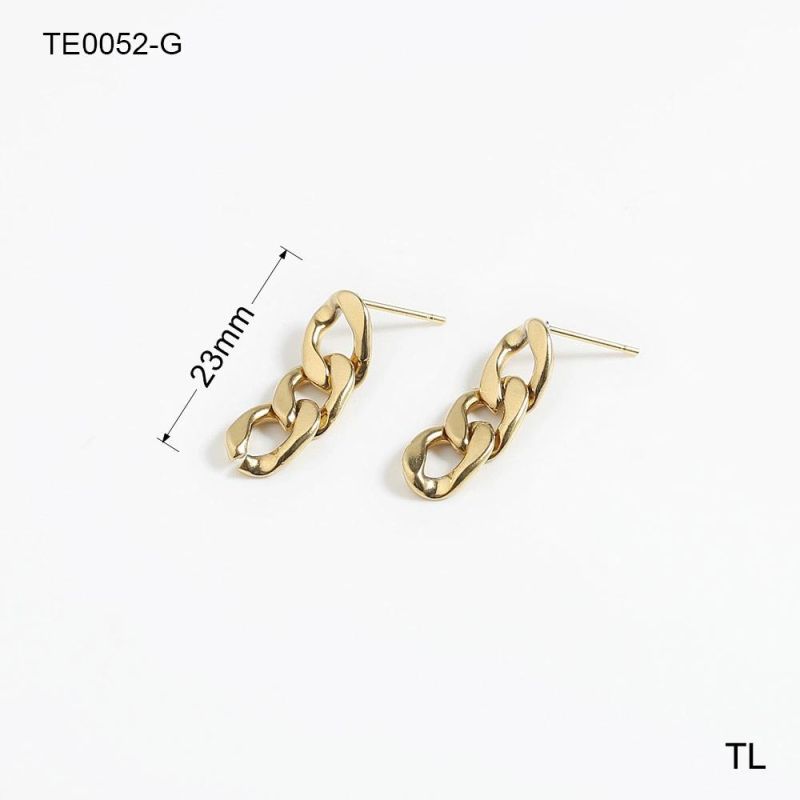 Manufacturer Custom Fashion Jewelry 2022 New Arrival 18K 14K Gold Plated Earring Waterproof Stainless Steel Link Chain Earring Gold 18K