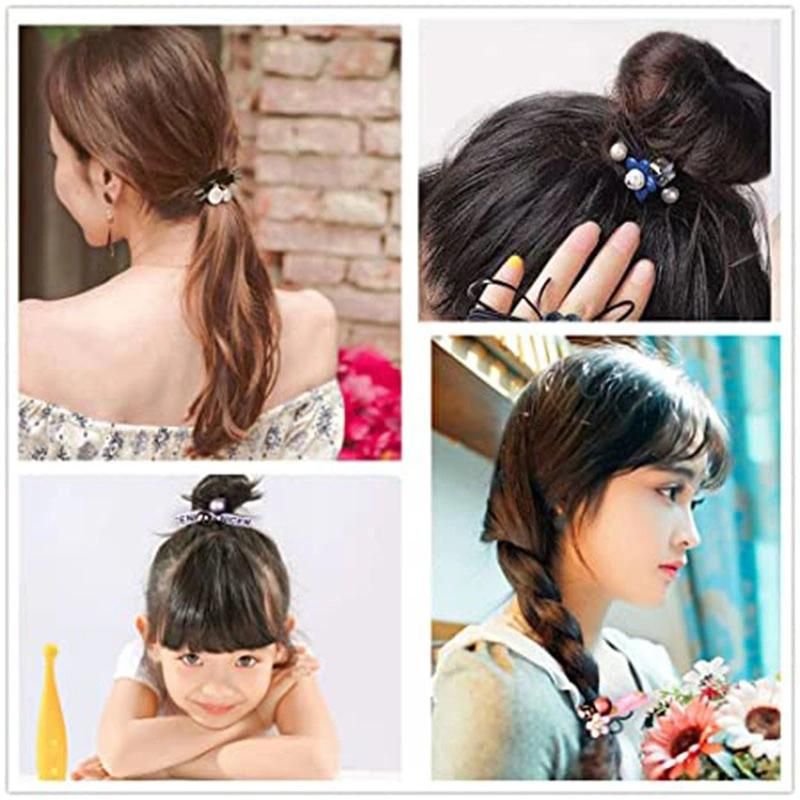Black Elastic Rope with Flower Hair Band