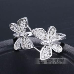 Luxury Natural Top Nice Butterfly White CZ Sterling 925 Silver Ring
