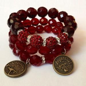 New Bracelet, Fashion Pave Bead Bracelet Set, January Garnet Bithstone Beaded Constellation Charm Bracelet Set