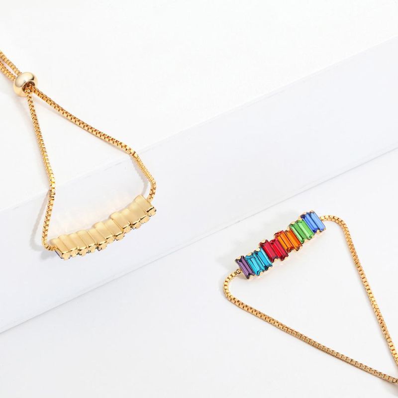 Special Design Brass Material Rainbow Rhinestone Bracelet for Women
