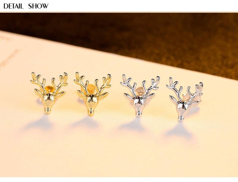 New Arrival 925 Silver Jewelry Christmas Deer Ear Stud