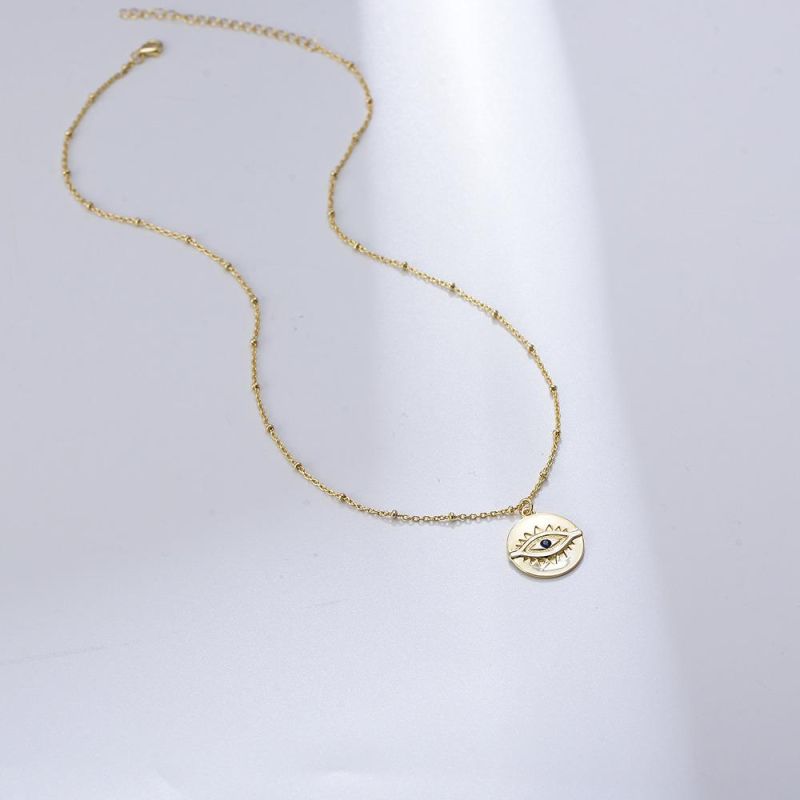 New Arrivals Gold Plated Jewelry Simple Eye Coin Pendant Necklace