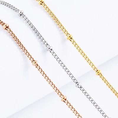 Stainless Steel Satellite Ball Curb Chain Bracelet Anklet Necklace Lady Fashion Jewelry for Gift