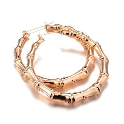 Fashion Jewellery Latest Design Gold Plated Bamboo Hoop Earrings