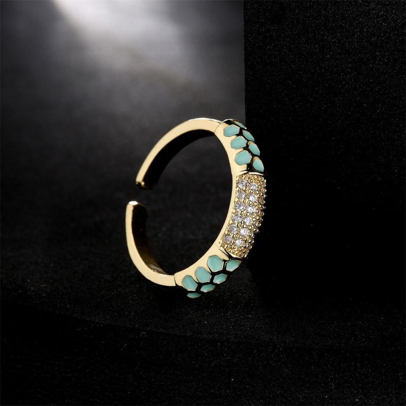 Fashion Geometry Brass Plating Enamal Open Ring