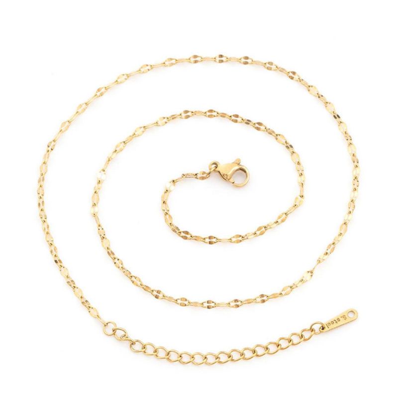 18K Gold Versatile Lip Chain Sweater Chain Female Stainless Steel Necklace Pendant with Chain Bare Chain Clavicle Chain Tile Chain Ssnl2639