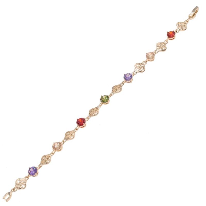 Brass Gold-Plated Jewelry Colorful Zircon Inlaid Ladies Bracelet