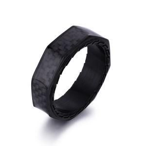 Faceted Stainless Steel Carbon Fiber Ring